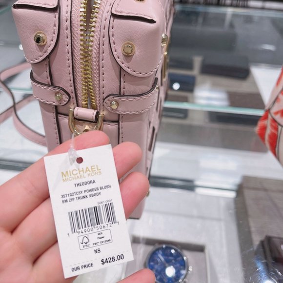 MK Theodora Small Zip Trunk Leather Crossbody Bag - Picture 7 of 10